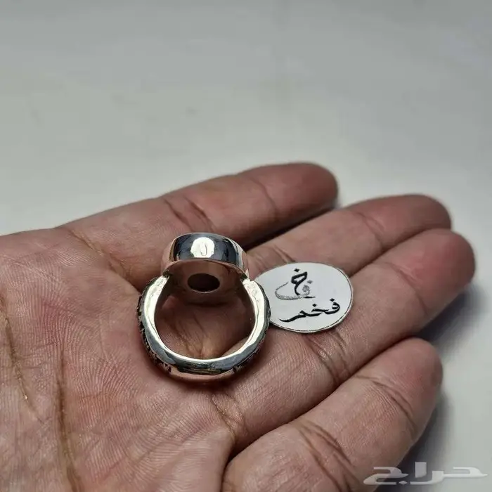 خاتم فضه نادر حجر عقيق يماني طبيعي مصور شيخ جالس نادر 5
