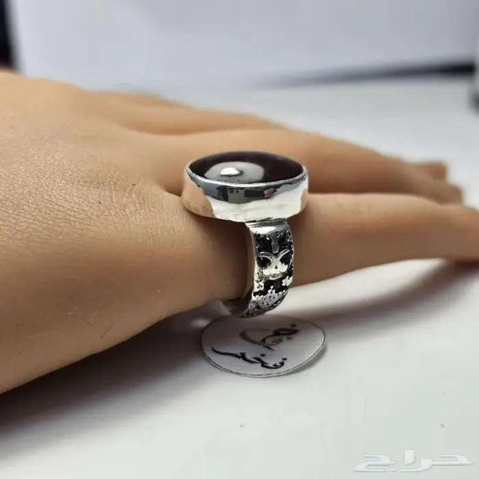 خاتم فضه نادر حجر عقيق يماني طبيعي مصور شيخ جالس نادر 4