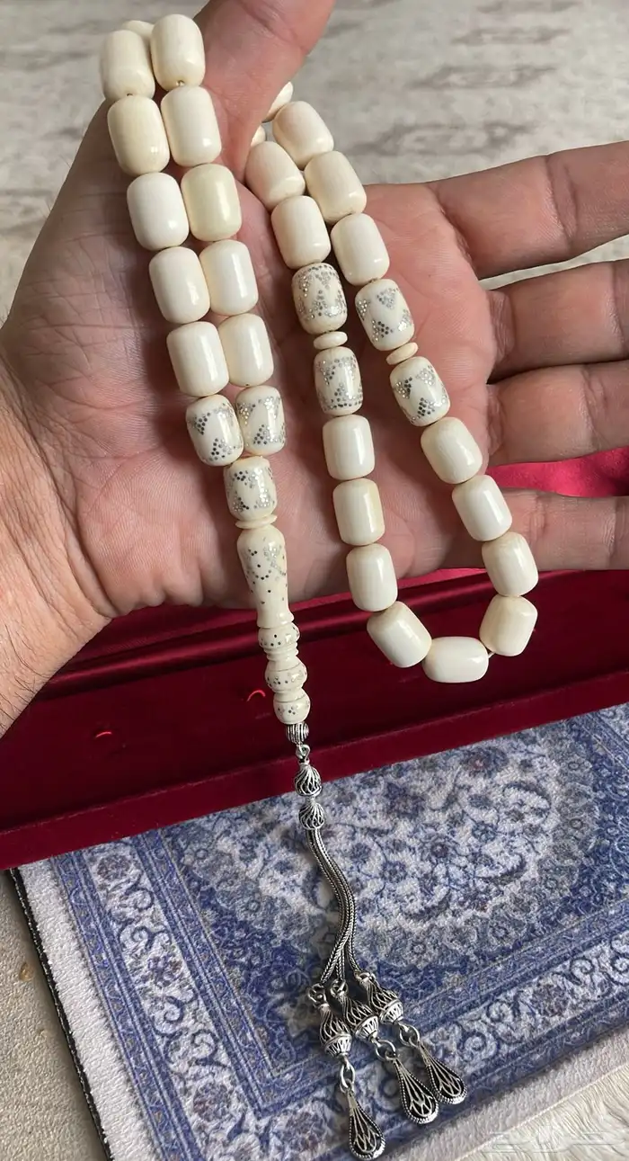 مسباح عاج (ناب الفيل) فاخر مطعم بالفضة (تم البيع) 0