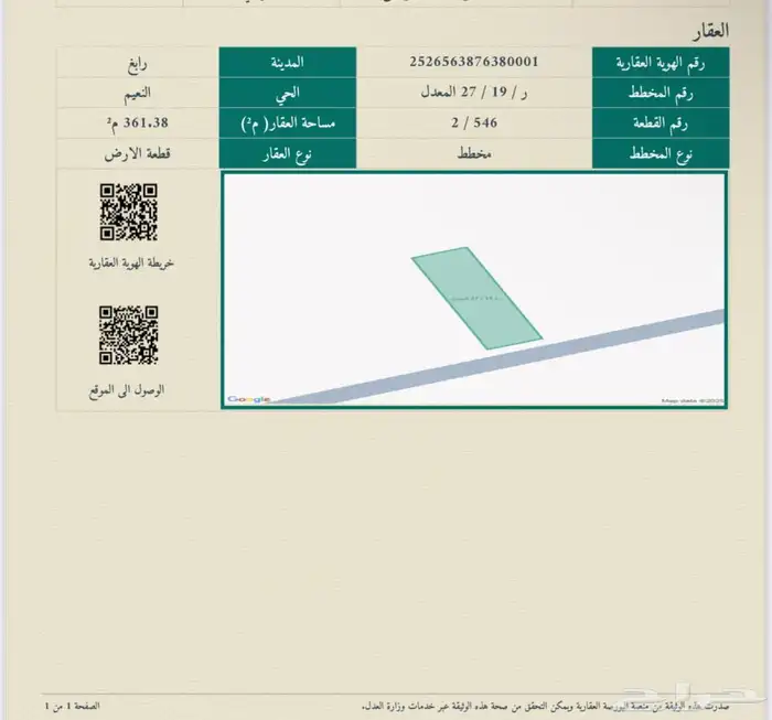 نصف قطعه بالنعيم الف رابغ 160 الف صافي 1