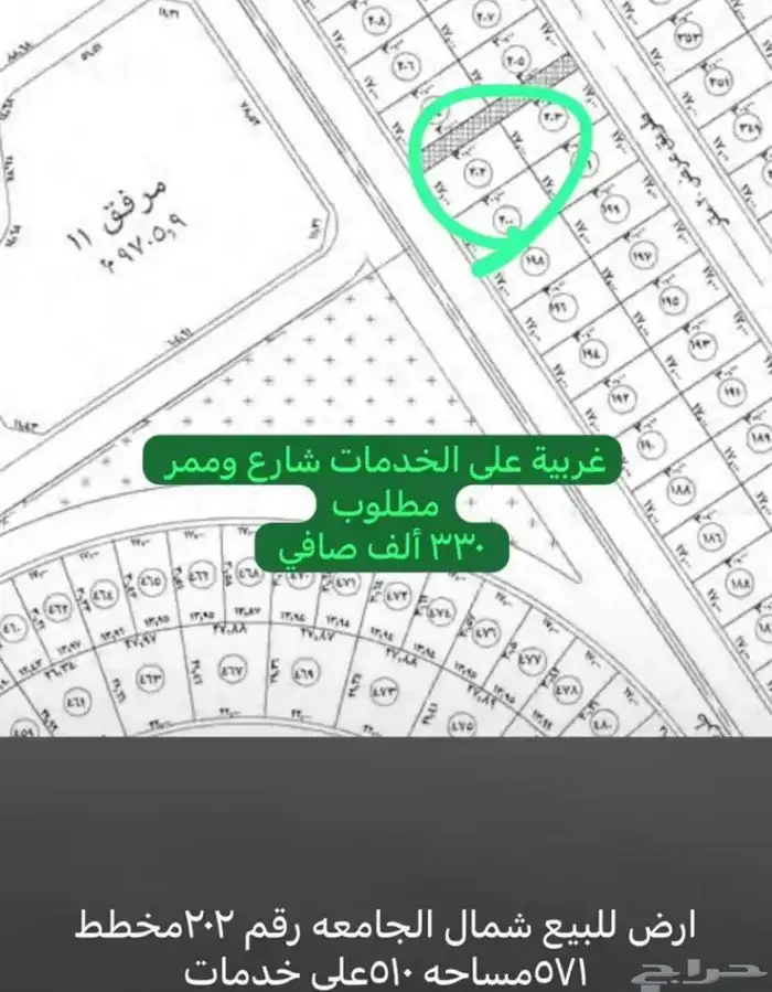 للبيع اراضي شمال الجامعة مساحات واسعار مختلفة 14