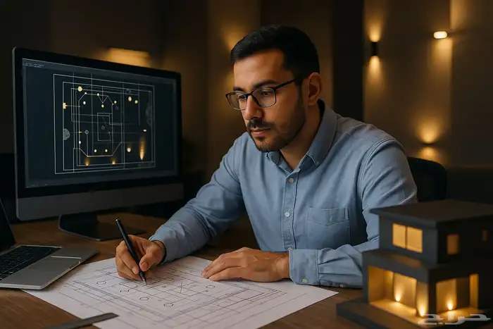 مهندس اضاءه ( توزيع اضاءه اناره مدروس تصميم 3D و 2D) 1