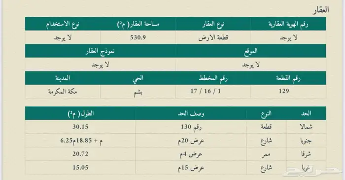 للبيع أرض سكنية حي التنعيم 1