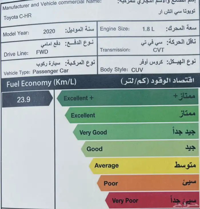 تويوتا CHR 2020 للتنازل بمقابل 20