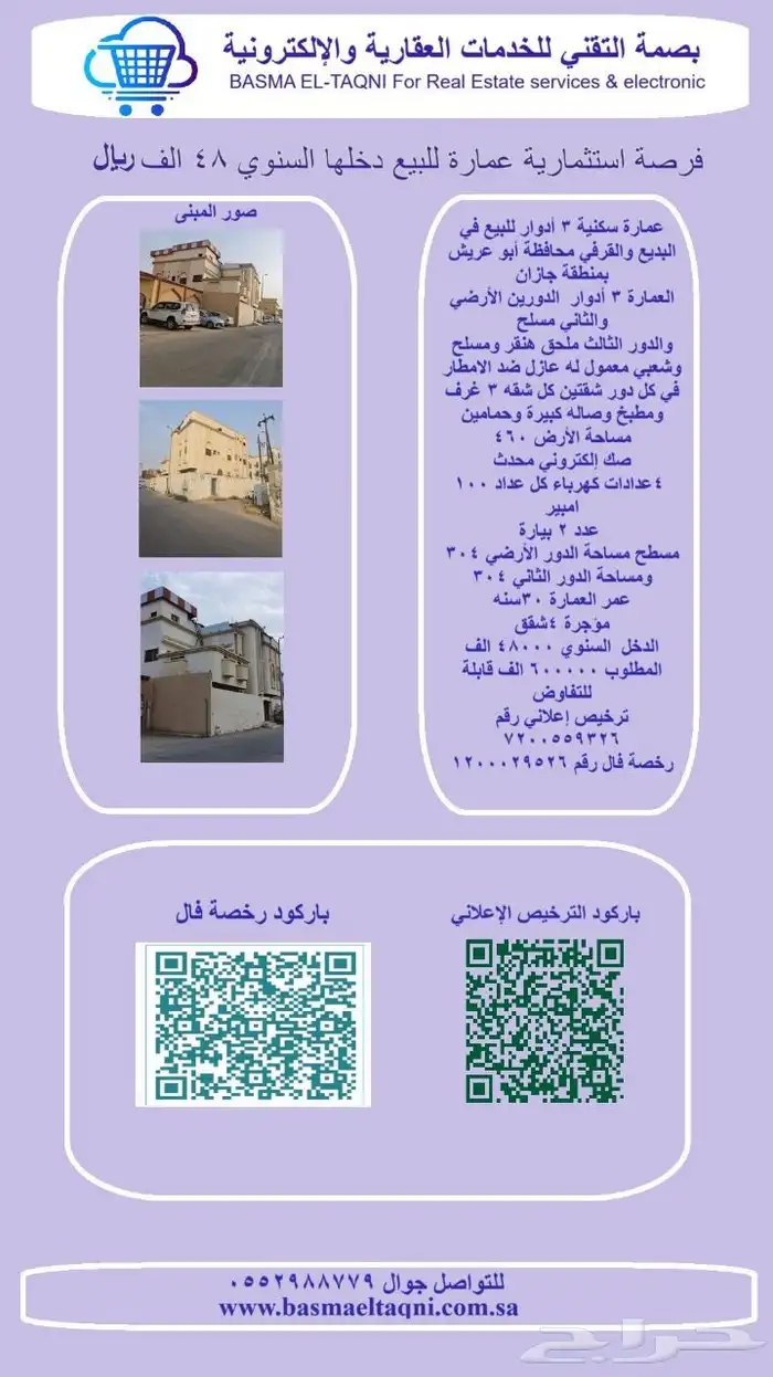 عمارة سكنية 3 أدوار للبيع في البديع والقرفي بمحافظة ابوعريش 5