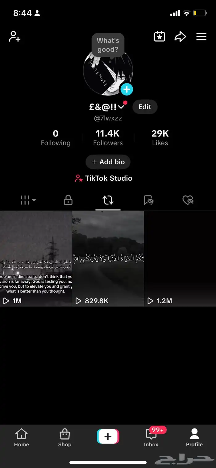 حساب تيك متابعين 11.4k 0