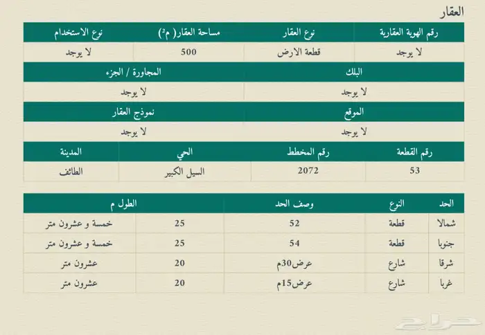 للبيع ارض تجارية في الطائف السيل الكبير ( الواصلية ) 0
