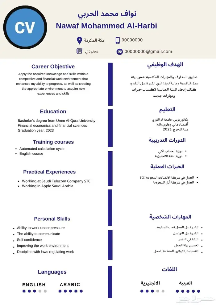 سيرة ذاتية مدمج 20 ريال 0