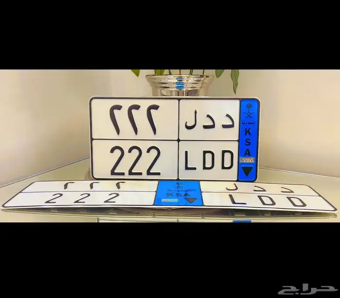 لوحة مميزة الارقام ثلاثي مكرر والاحرف ثنائي مكرر د د ل 222 0