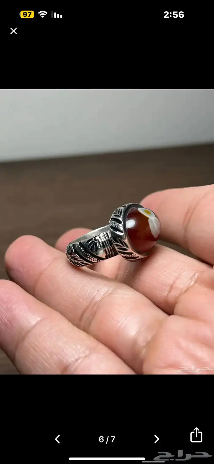 خاتم فضة بفص عقيق صياغة غلام 3