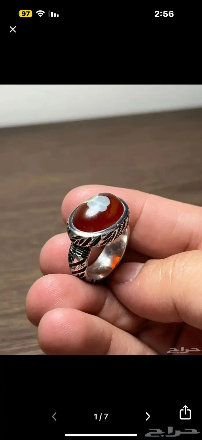 خاتم فضة بفص عقيق صياغة غلام 1