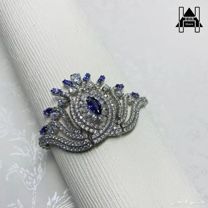 طقم الطاووس المميز فضه عيار 925 مرصع بفصوص زفير وزركون 4