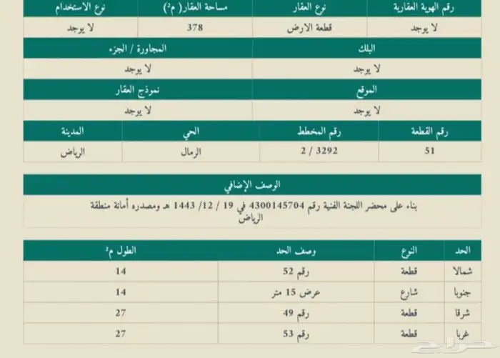 أرض للبيع بمدينة الرياض حي الرمال 4