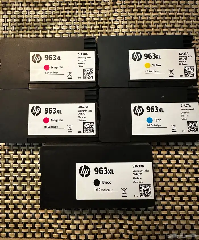 احبار طابعة للبيع نوع HP موديل963XL لون اصفر احمر ازرق اسود 0