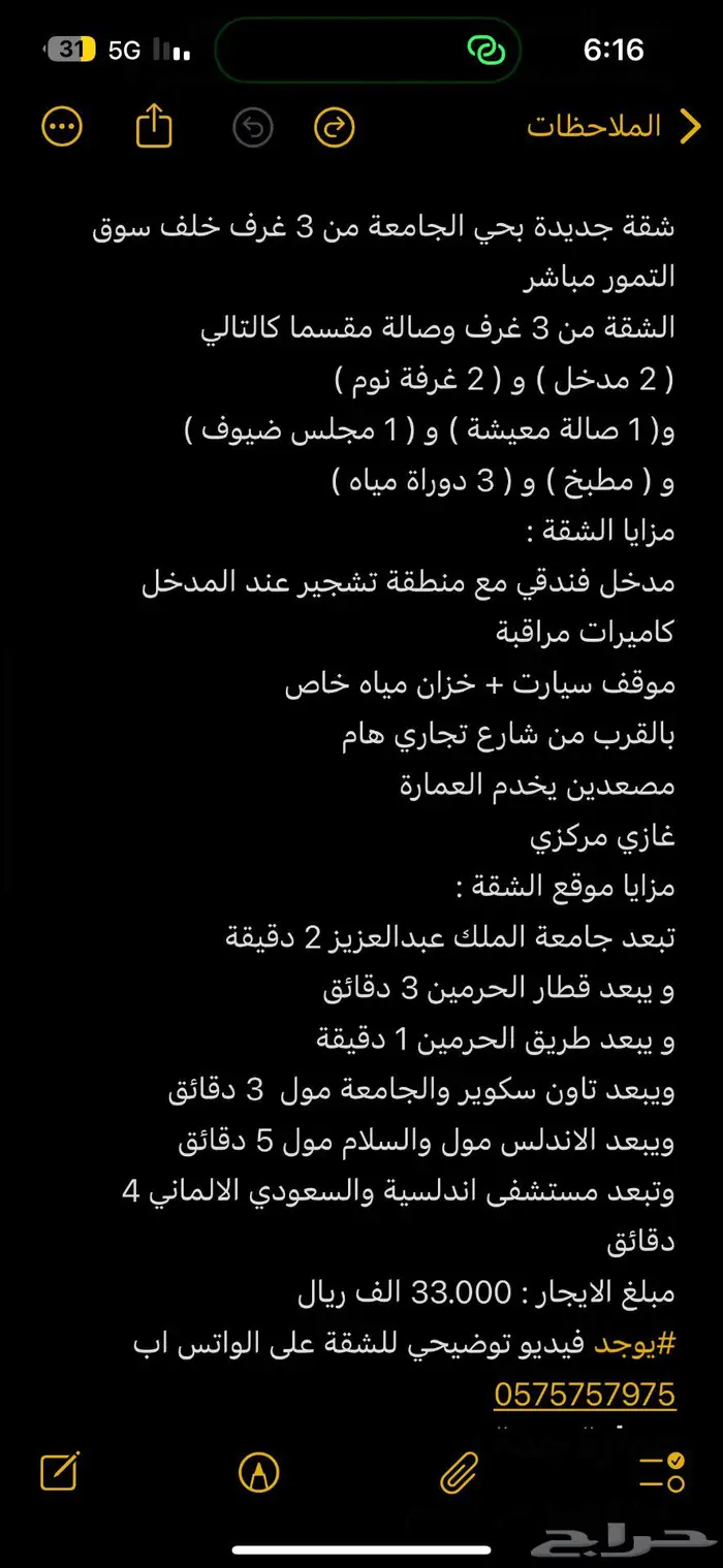 شقه جديد للايجار حي الجامعه المطلوب 33الف 0