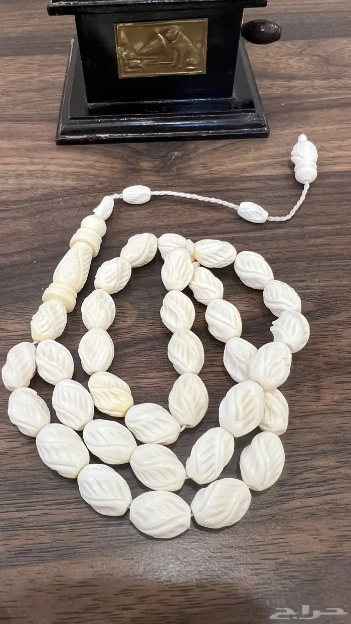 سبحه عظم جمل طبيعي منقوش نقش يدوي 3