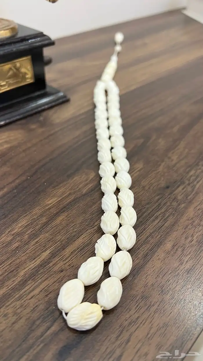 سبحه عظم جمل طبيعي منقوش نقش يدوي 7