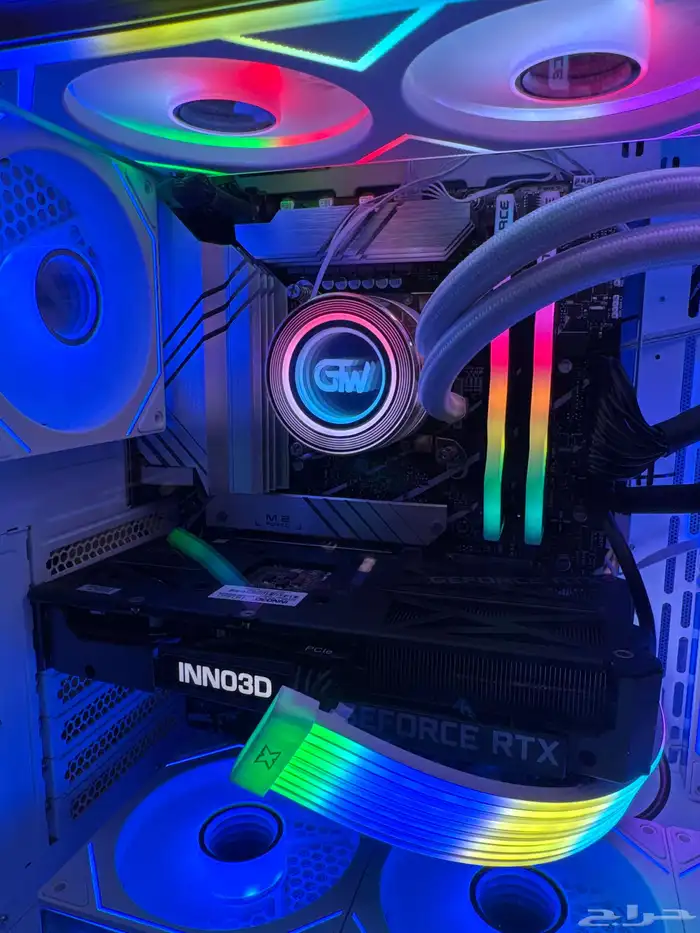كرت RTX 3060 ti مع مبرد مائي 240 0