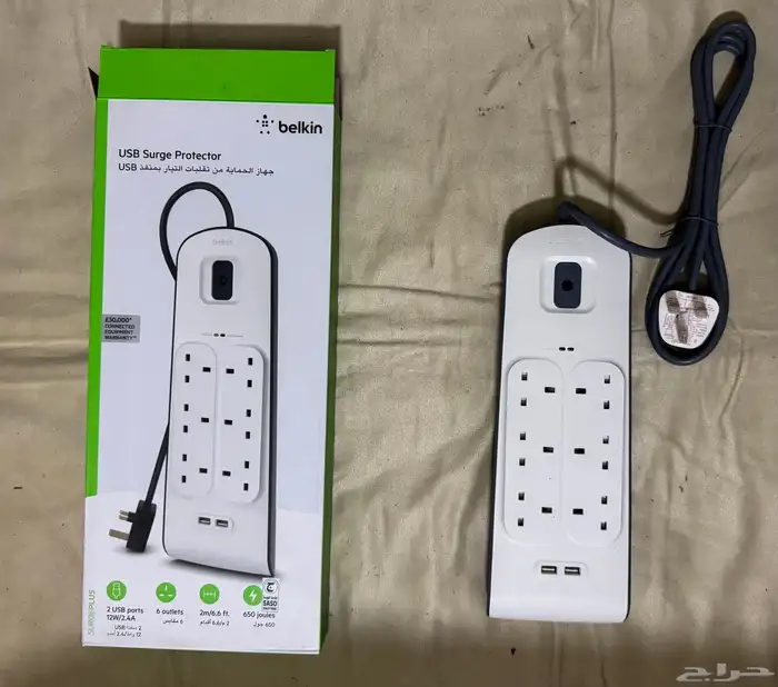 للبيع توصيله كهرباء جديده لم تستخدم أبدآ من شركة belkin 2