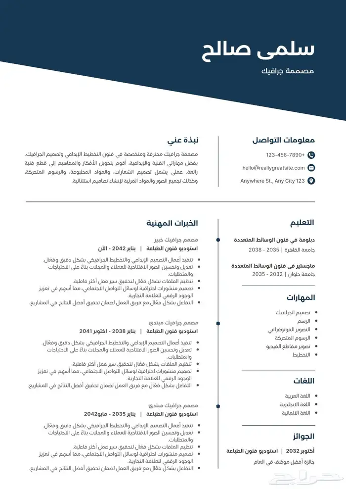 تصميم سيرة ذاتية احترافية بنظام ATS 2