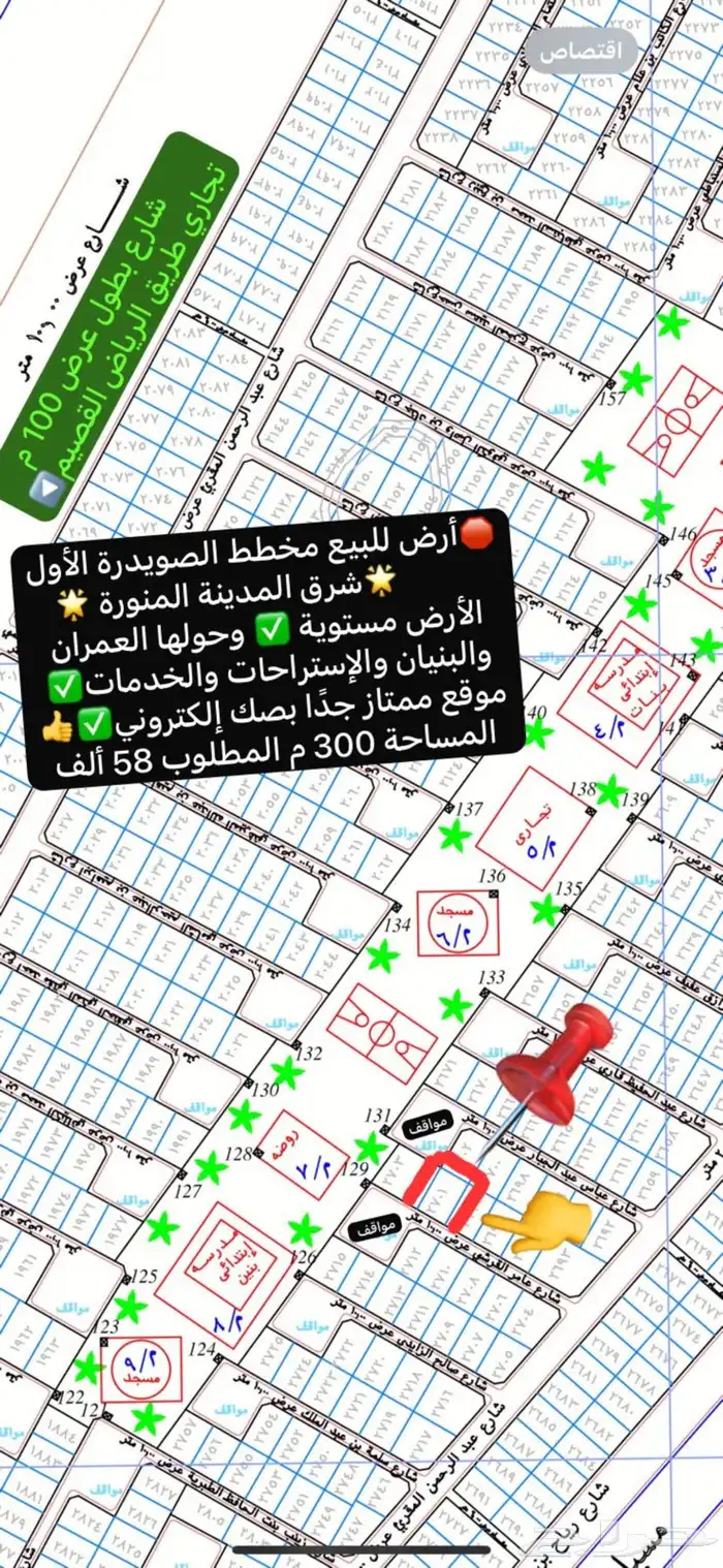 أرض للبيع المخطط الأول الصويدرة شرق المدينة مربعة بسعر مناسب 16