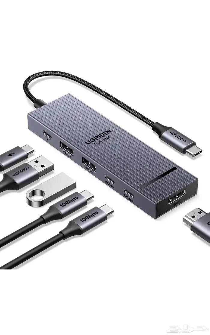 موزع UGREEN 6 في 1 مع شحن 100 واط و HDMI 4K 0