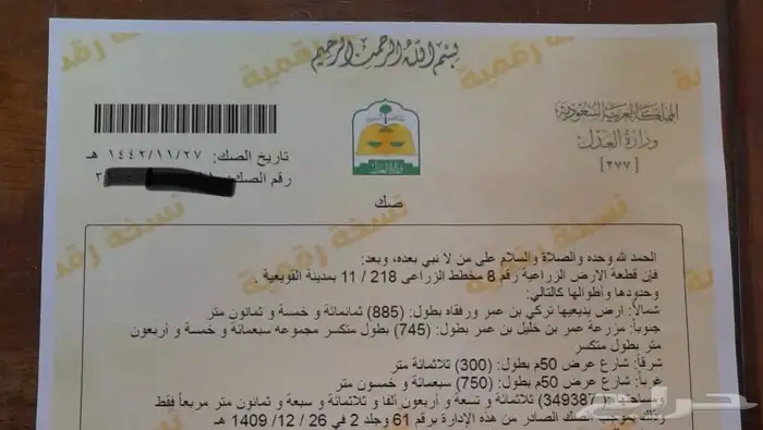 ارضين جنب بعض مساحه كل وحده الف متر بصك زراعي شامل حد25 الف 0