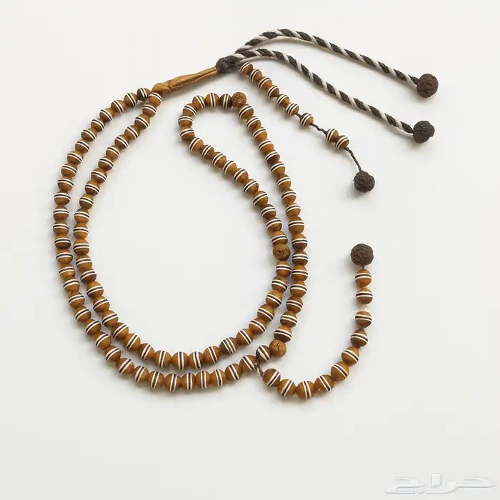 سبحة زيتون 99 خرزة بحزام ملون مع عد اد 3