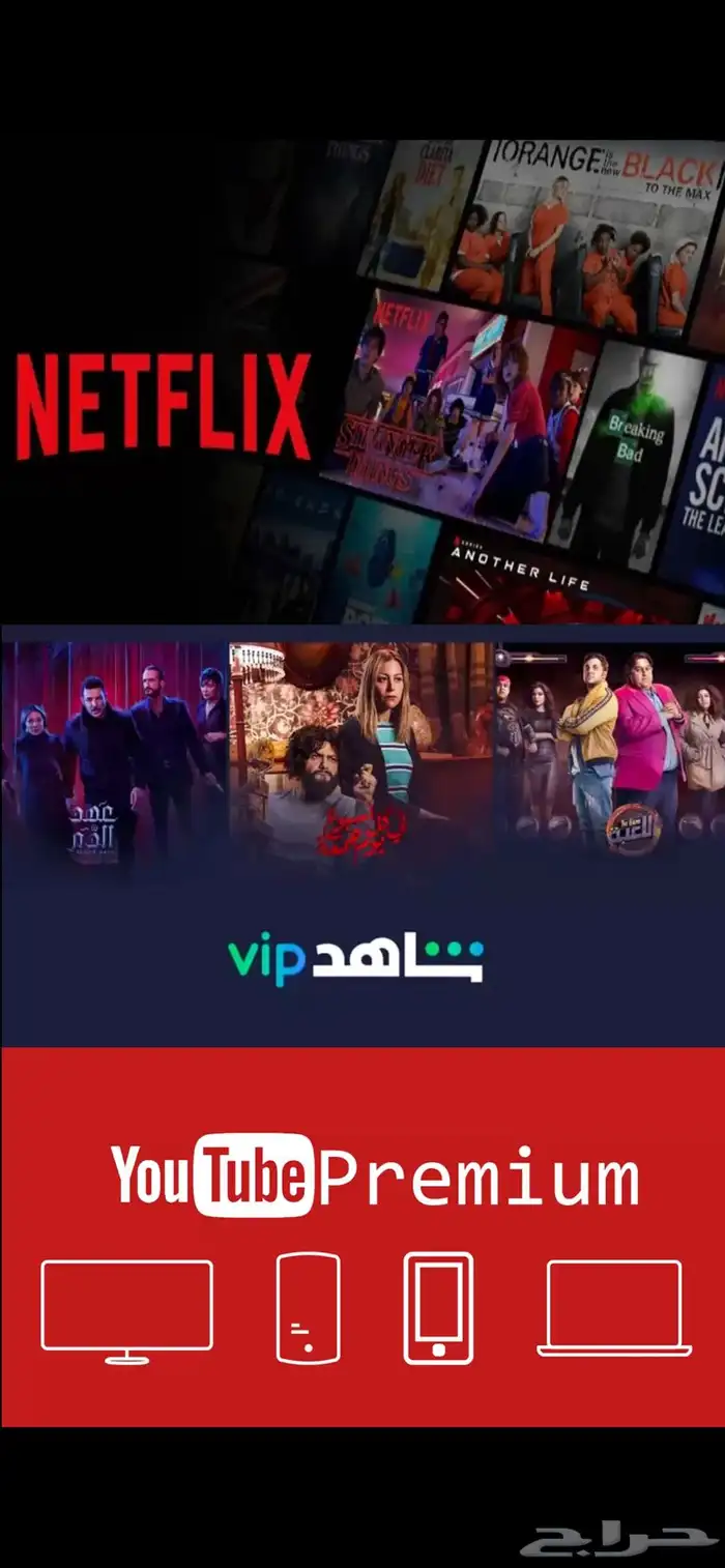 اشتركات نتفلكس وشاهد ويوتيوب 0