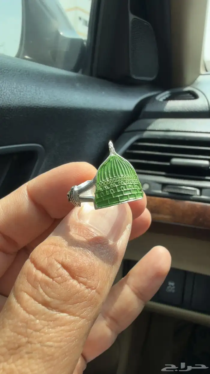 خاتم من الفضه ع شكل القبه الخضره 3