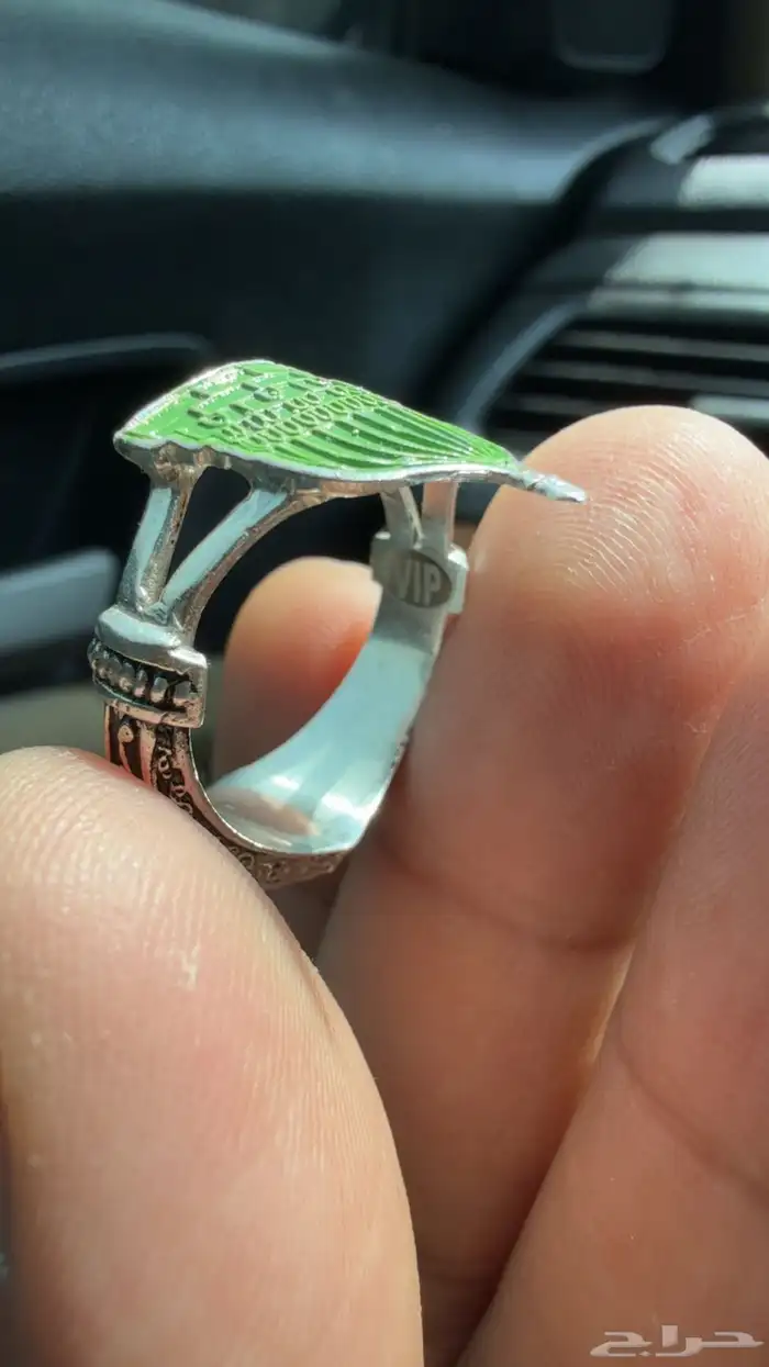 خاتم من الفضه ع شكل القبه الخضره 1