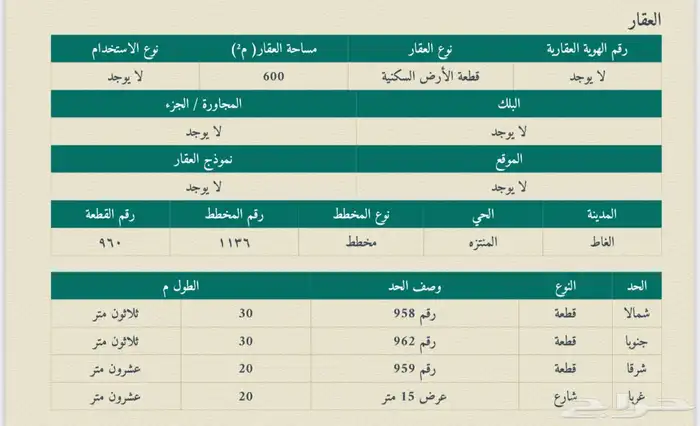 للبيع ارض في محافظة الغاط مخطط المنتزة 1