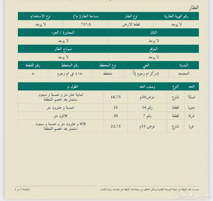للبيع ارض سكنية شارعين بمركز ام رجوم المجمعة - 418-8 2