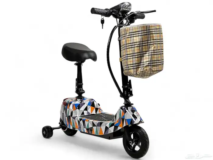 سكوتر كهربائي 24 فولت - سكوتر اطفال مع كفرات جانبية وسلة 12