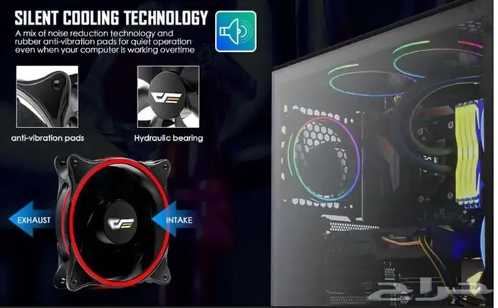 مروحتين تبريد gaming للPC اضاءة RGB براندDark Flash مع ريموت 7