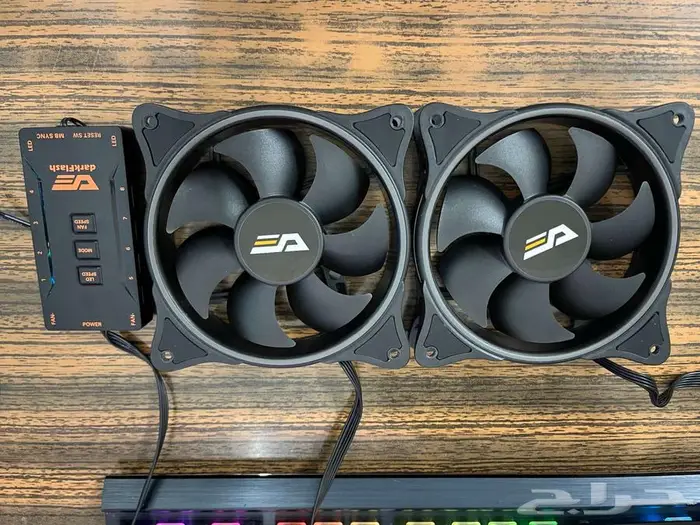 مروحتين تبريد gaming للPC اضاءة RGB براندDark Flash مع ريموت 1