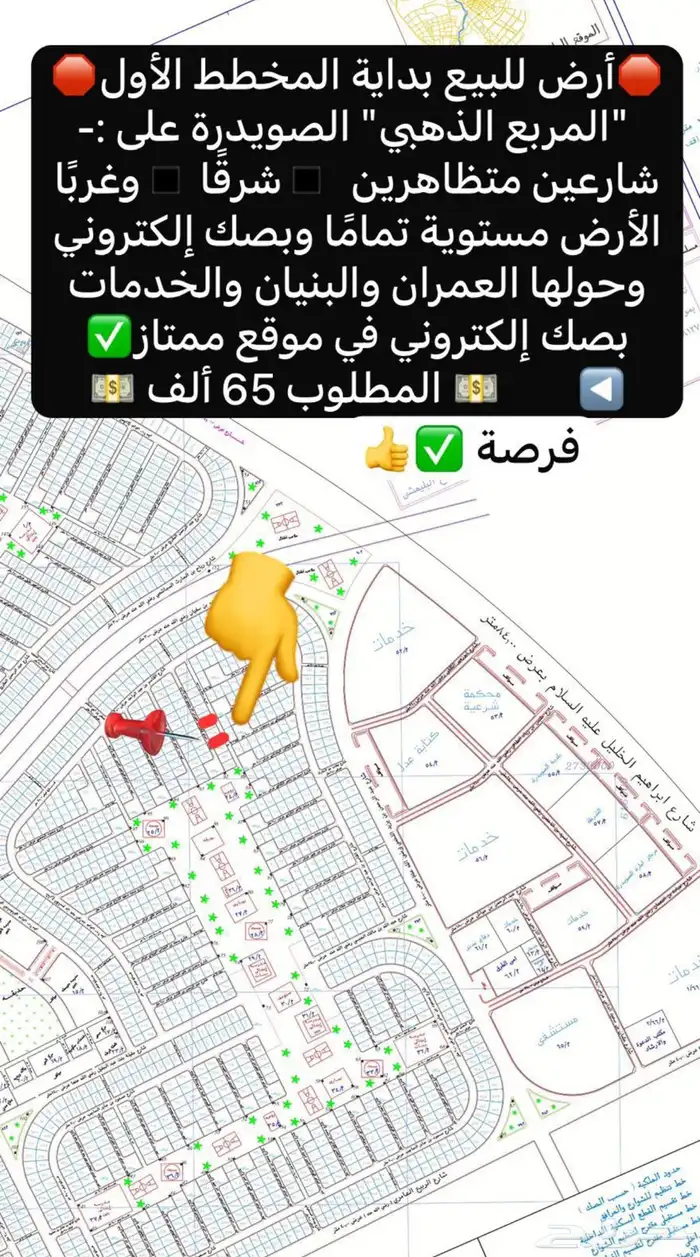 فرصة أرض للبيع الصويدرة شرق المدينة المخطط الأول فقط ب58ألف 2