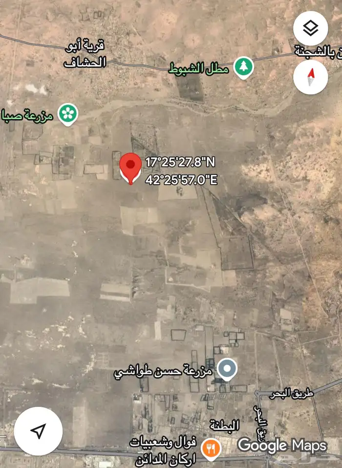 للبيع أرض زراعية في قرية ابو الحشاف في بيش 0