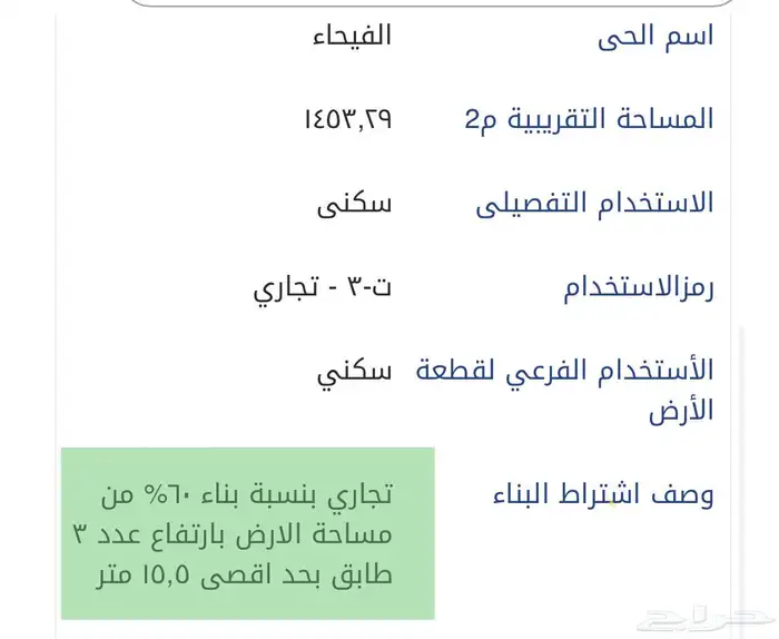 أرض تجارية للبيع مرخصة وعليها مخطط بموقع متميز بحي الفيحاء 1