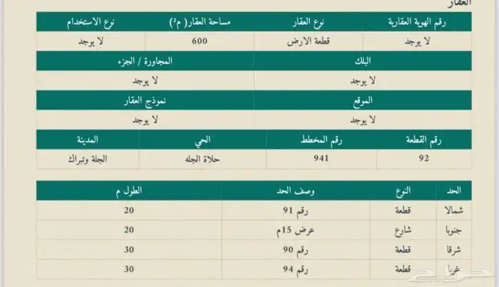 ارض سكنية في الجلة (600 م) 250 ألف 0