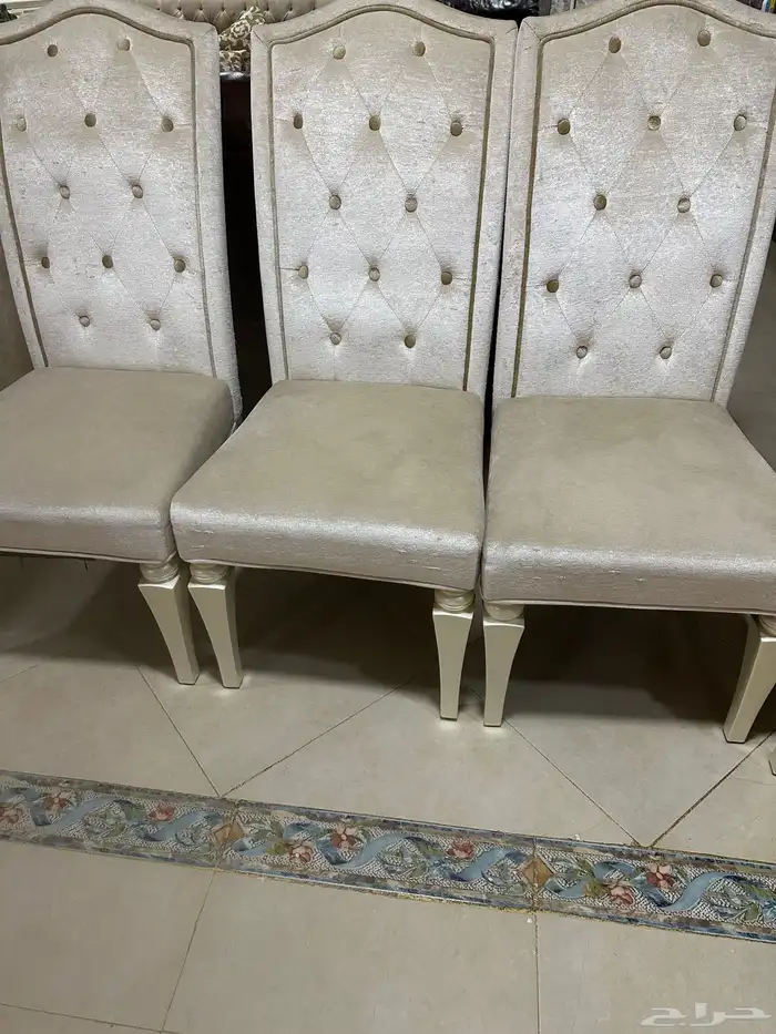 طقم طاولة طعام 8 كراسي مخمل مع المرايا والشفونيرة 0