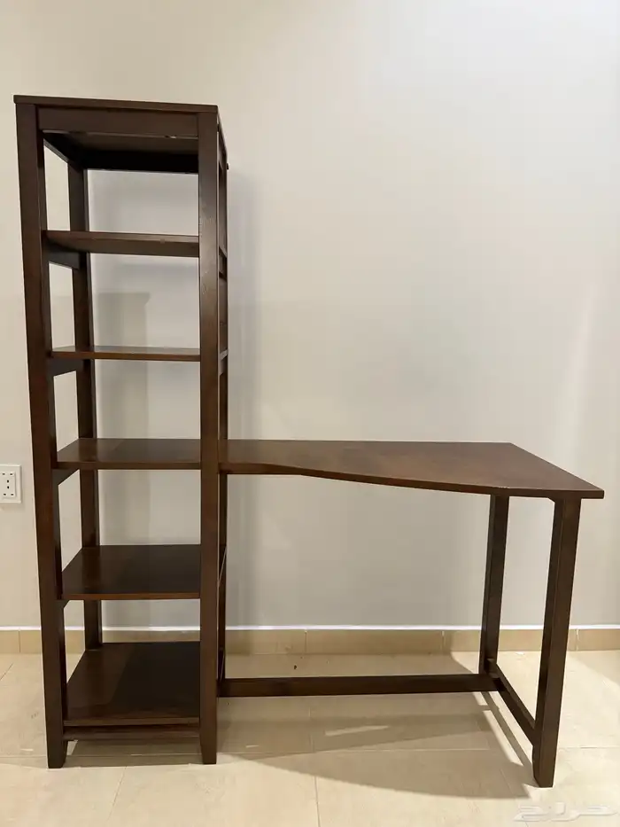 مكتب خشبي مع رفوف 0