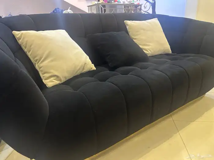 set of 3 velvet sofas - black of 1