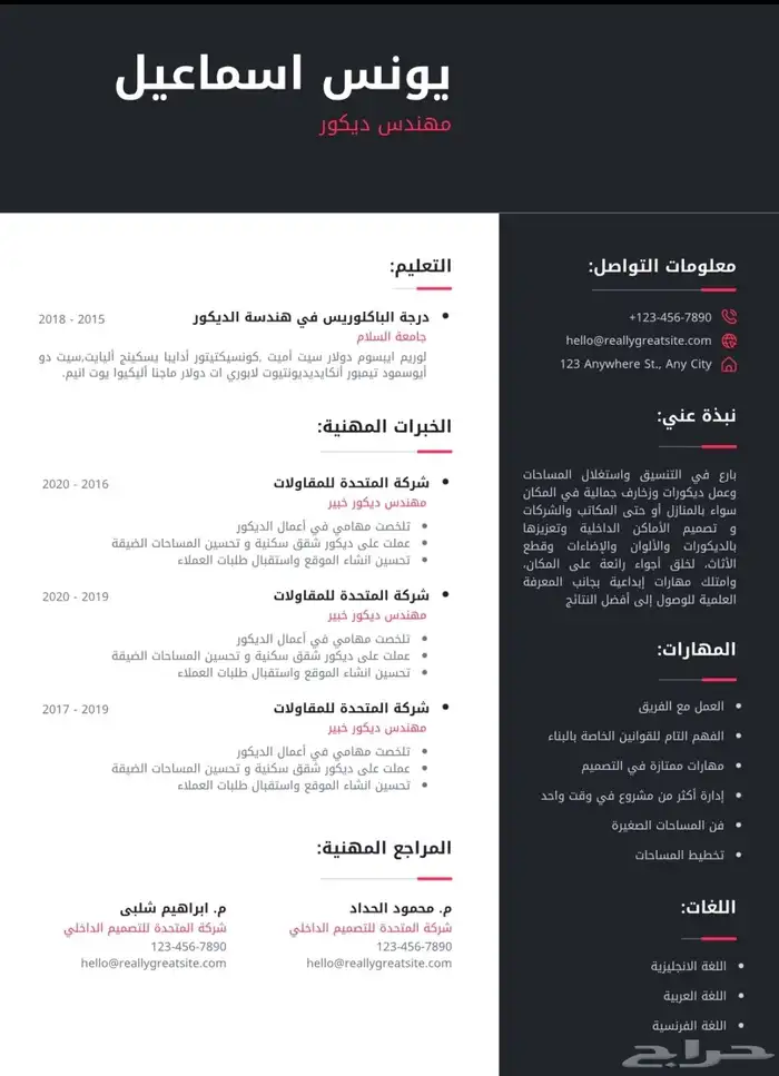 تصميم سيرة ذاتية احترافية CV 0