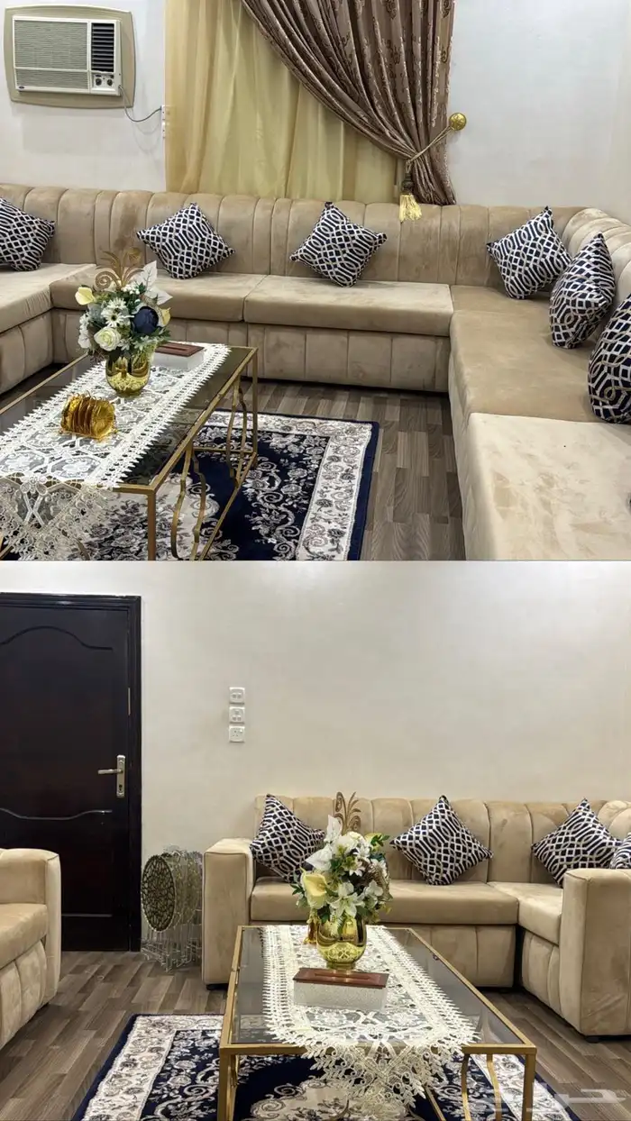 اثاث للبيع ( كنب   ستارة   طاولة ضيافة   فرش   المكيف ) 0