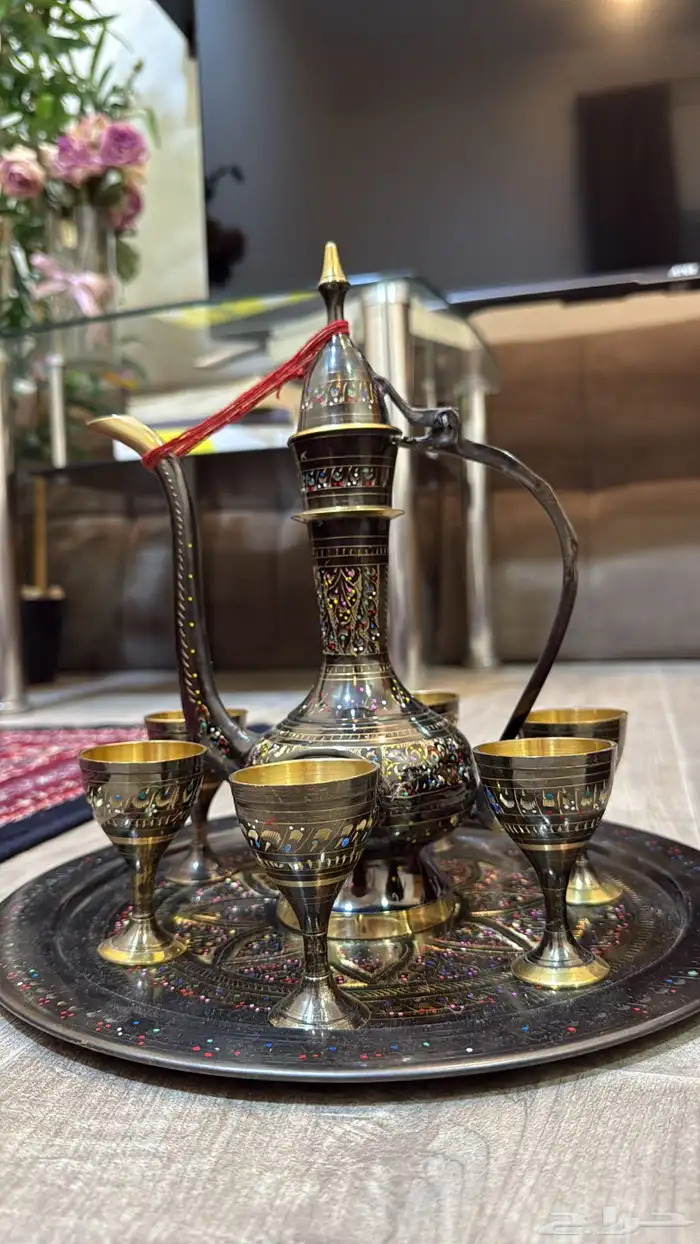 طقم نحاس صافي و مشروط قديم شغل يدوي 1