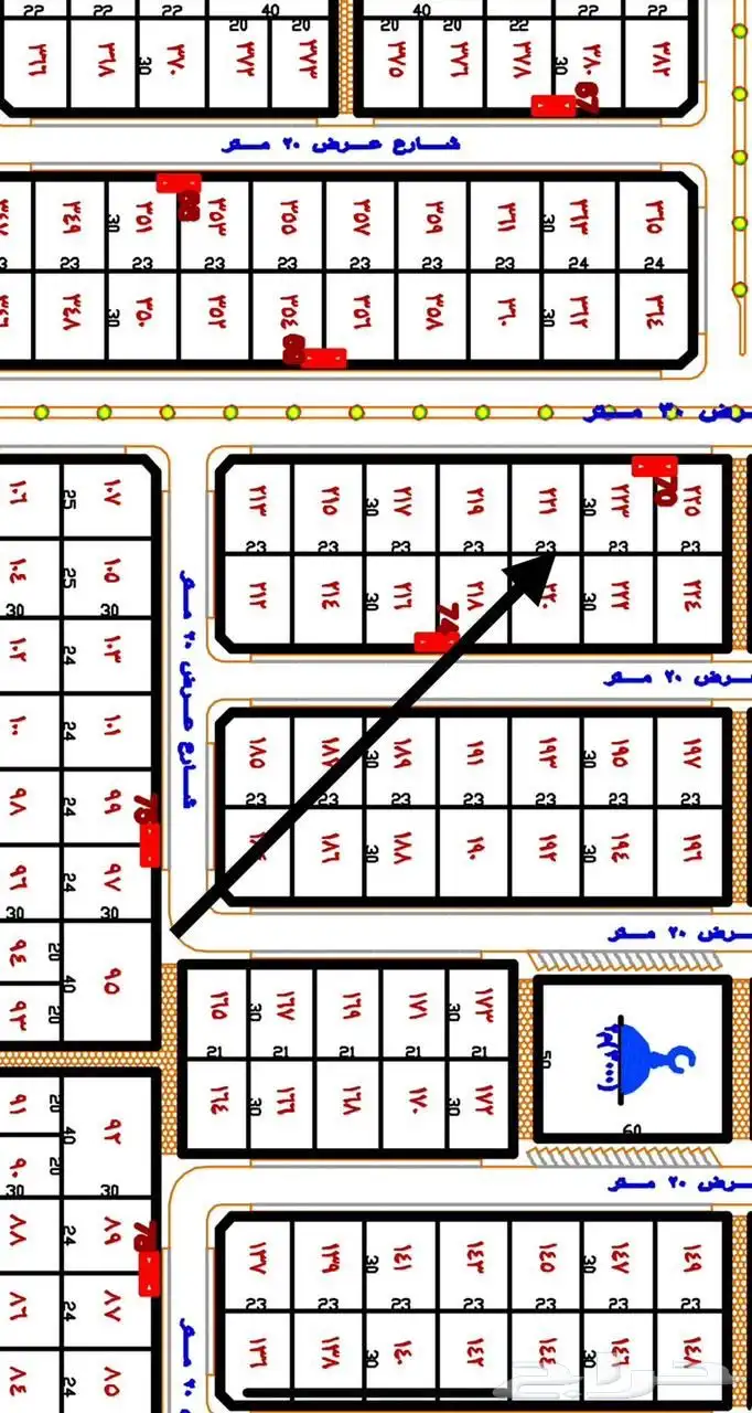 للبيع ارض هجره السلمانيه ( مخطط 121 ح) ع المدخل الرئيسي 1
