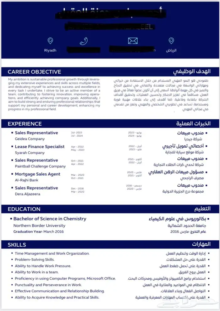تصميم سيرة ذاتية CV بسعر رمزي 1