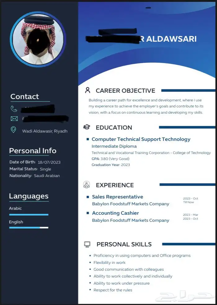 تصميم سيرة ذاتية CV بسعر رمزي 4