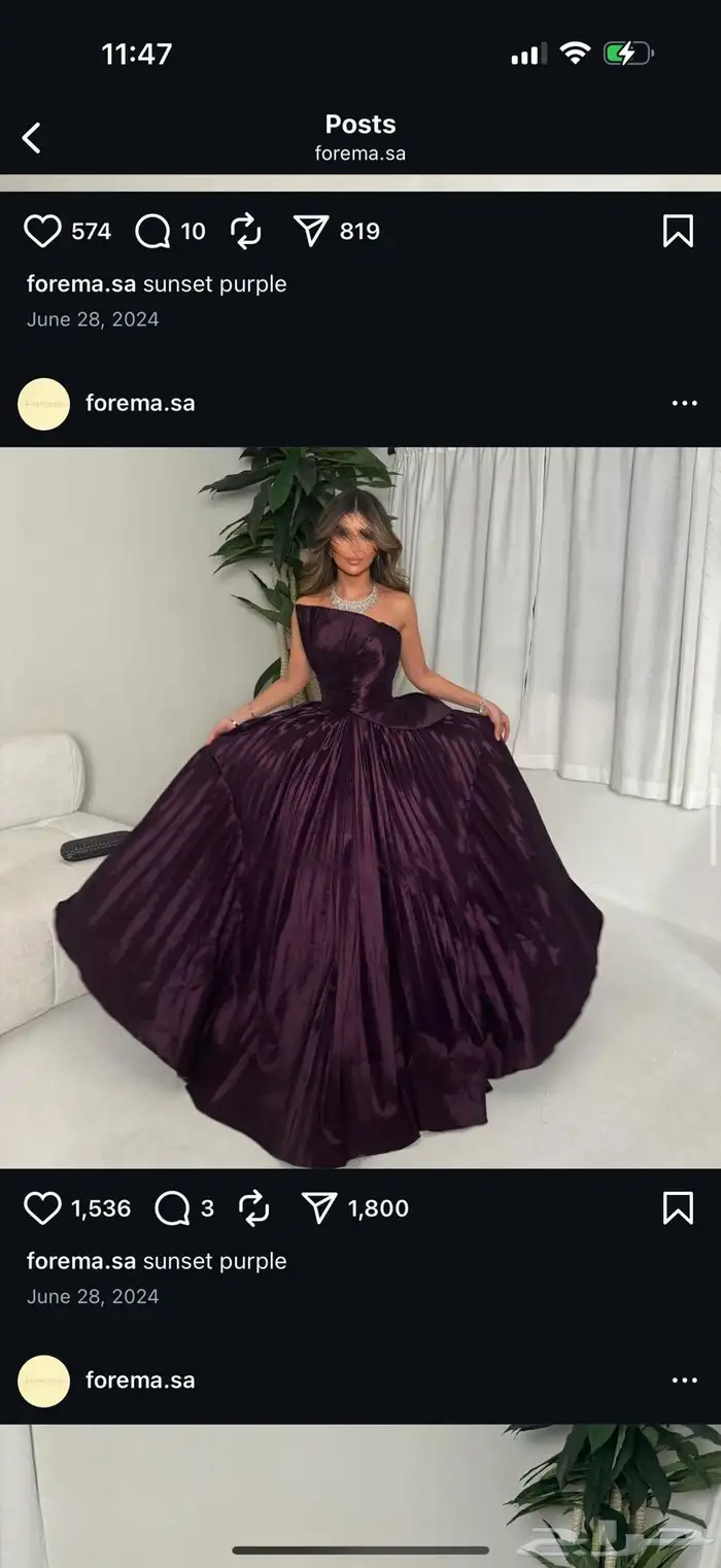 فستان بنفسجي من حساب المصممه الاصلي 1